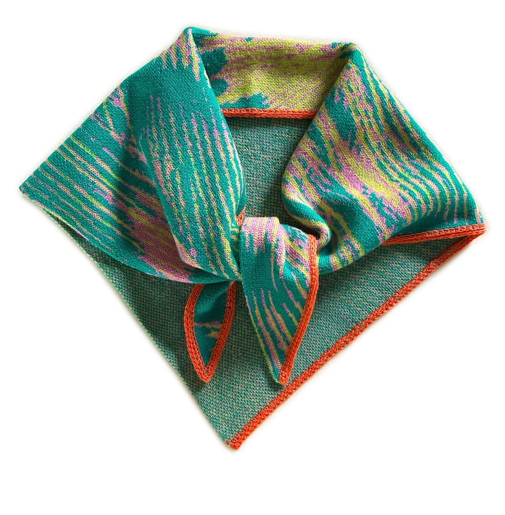 Neckerchief Green Orange Hand Made One-Of-A-Kind