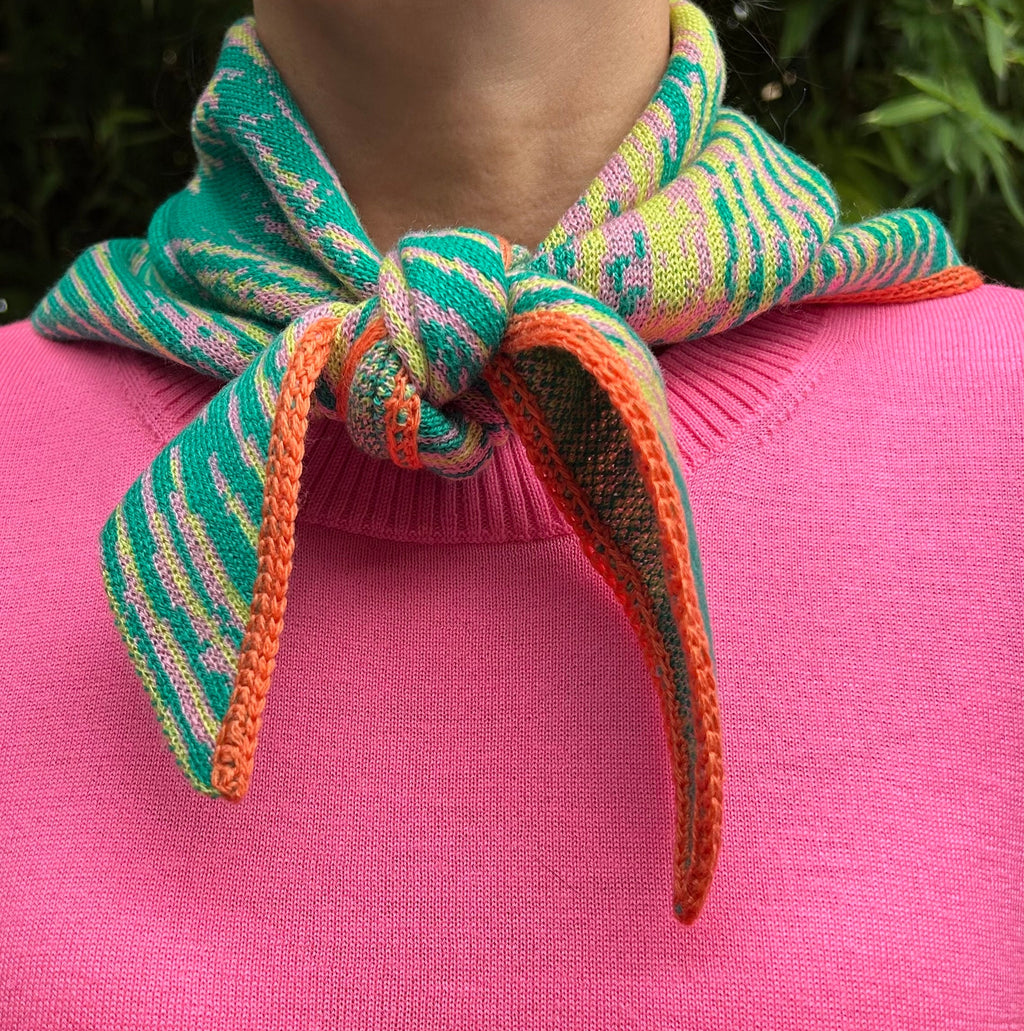 Neckerchief Green Orange Hand Made One-Of-A-Kind