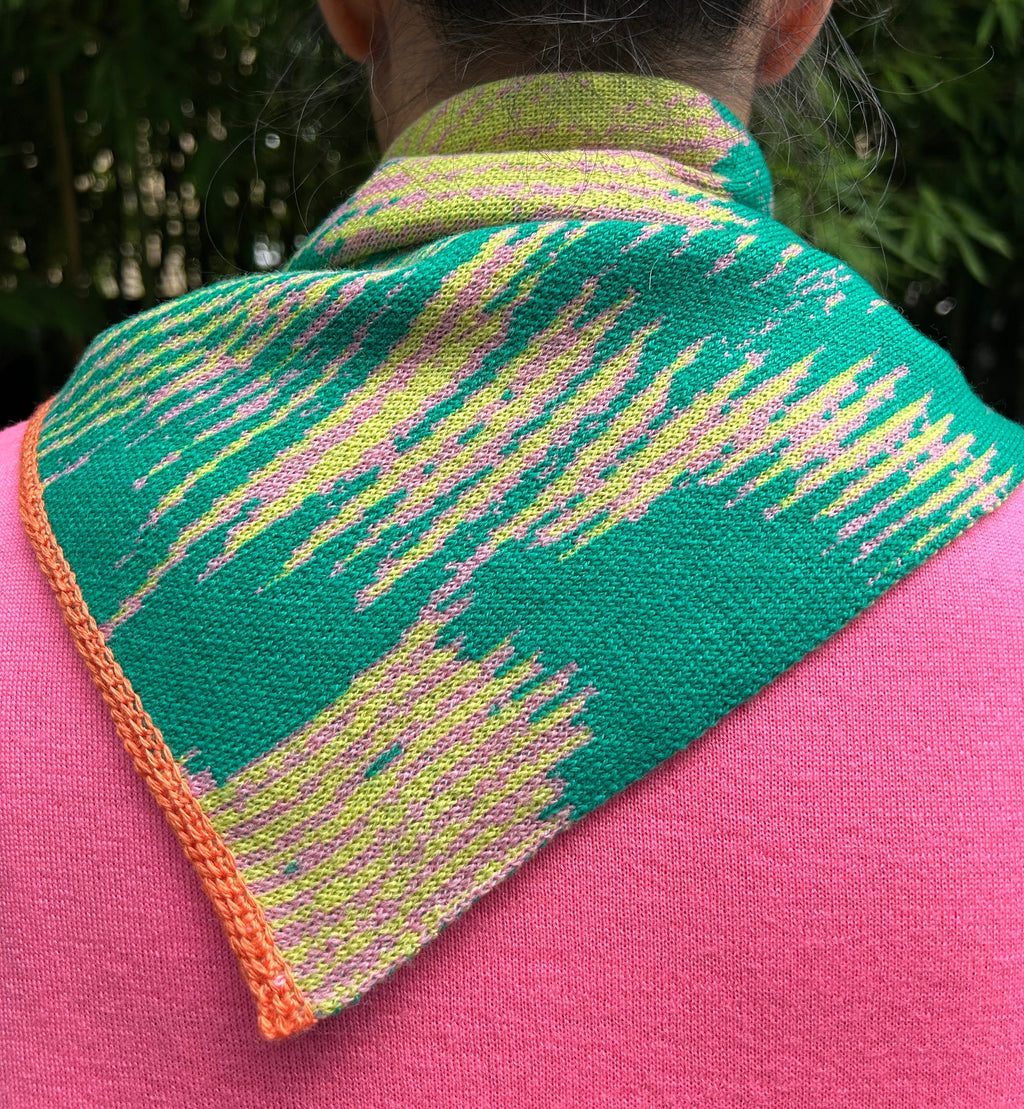 Neckerchief Green Orange Hand Made One-Of-A-Kind