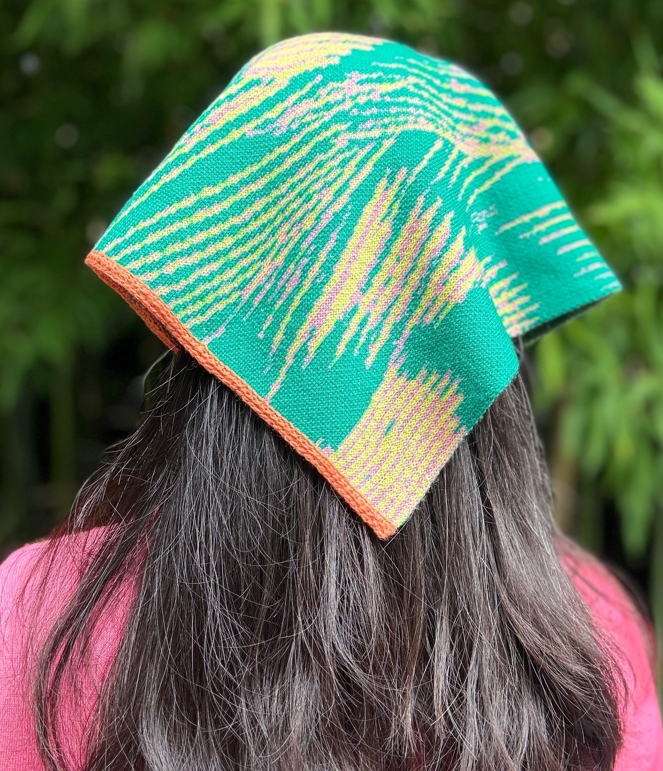 Neckerchief Green Orange Hand Made One-Of-A-Kind