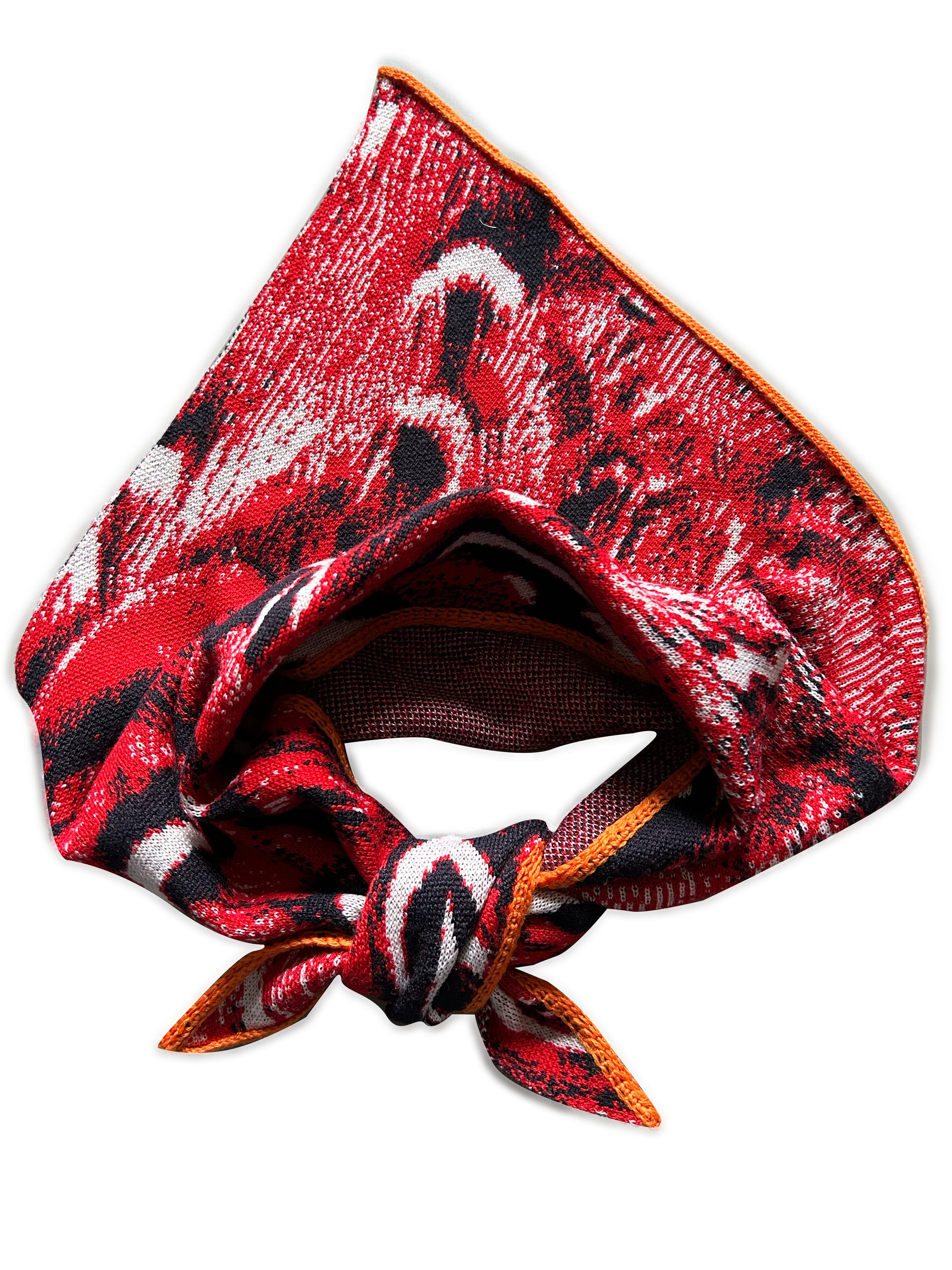Asymmetric Neckerchief Red Orange Hand Made One-Of-A-Kind