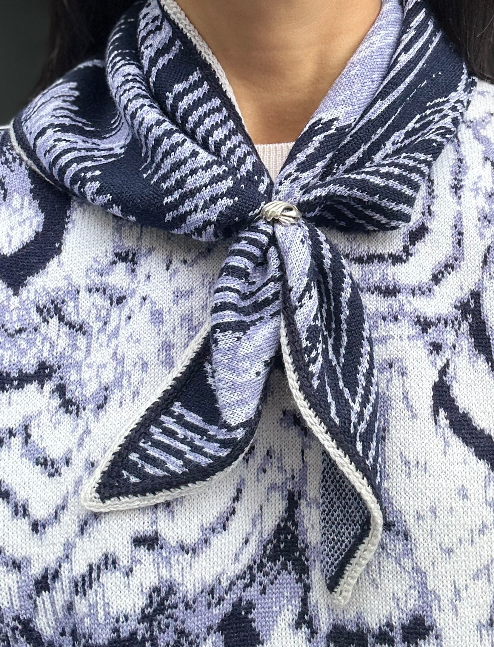 Neckerchief Navy White Hand Made One-Of-Kind