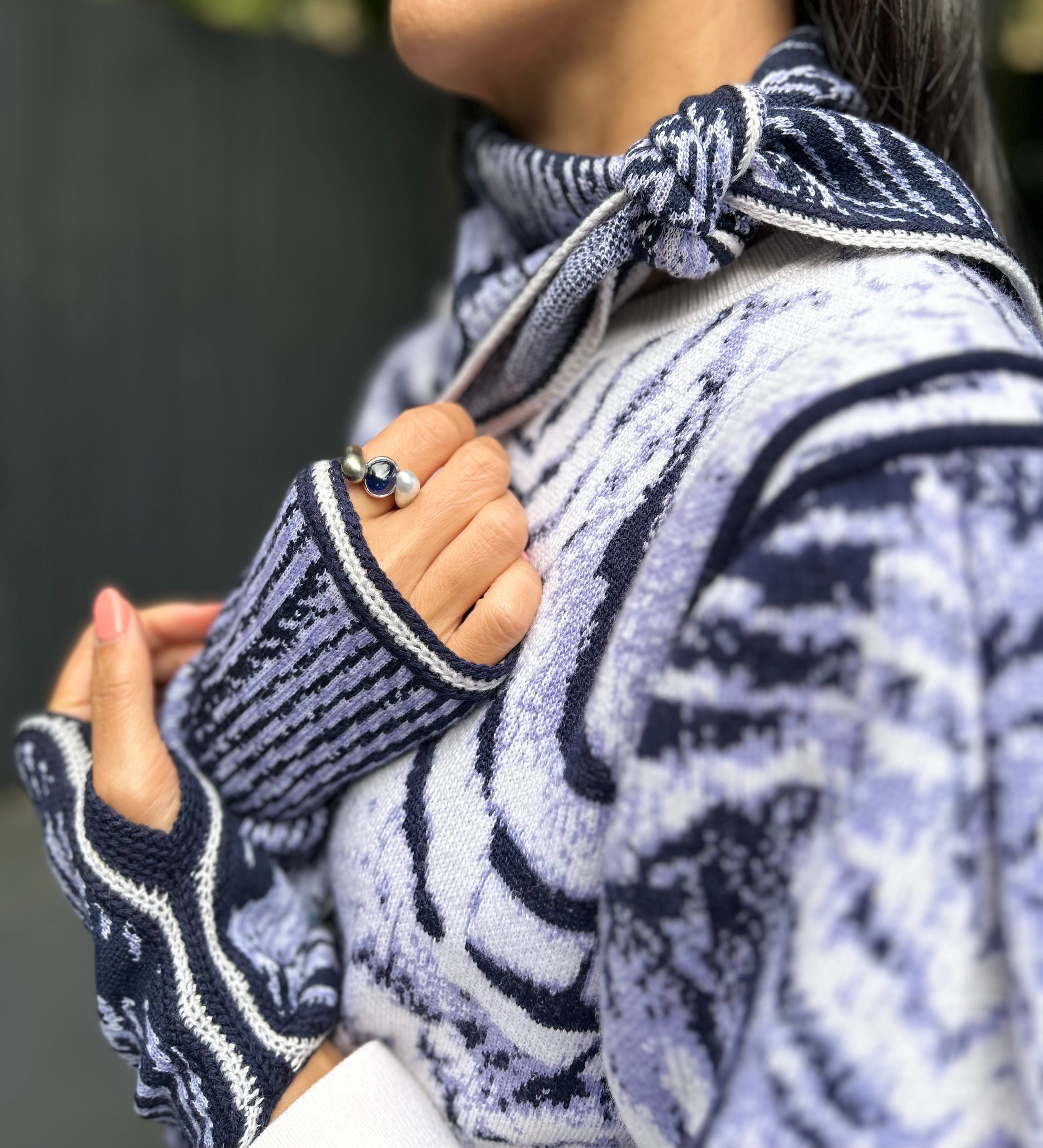 Neckerchief Navy White Hand Made One-Of-Kind