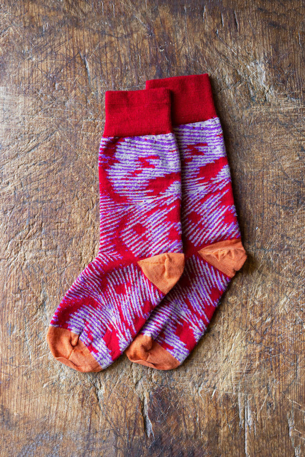 Socks Pavo Pattern Socks Red Orange