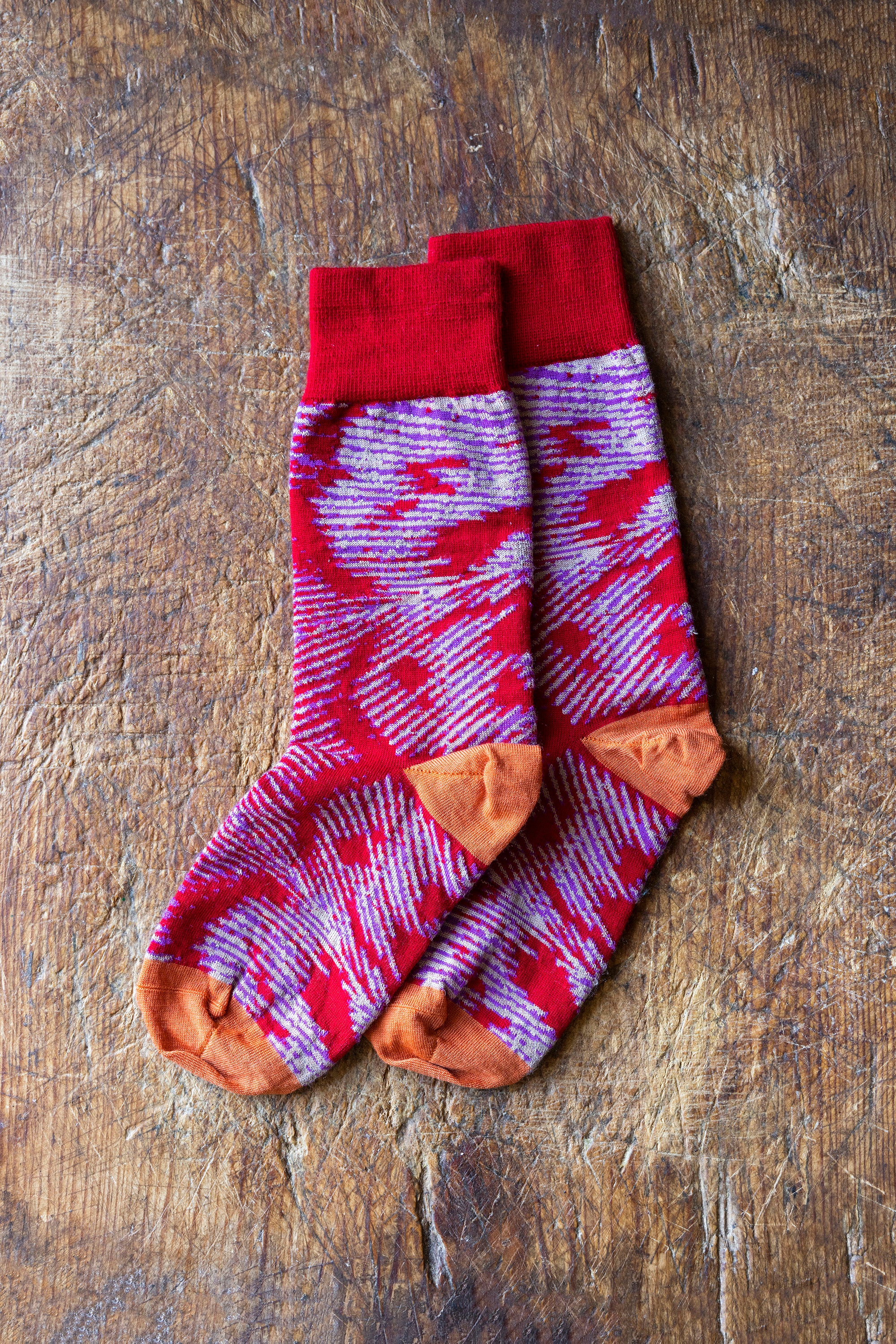 Socks Pavo Pattern Socks Red Orange
