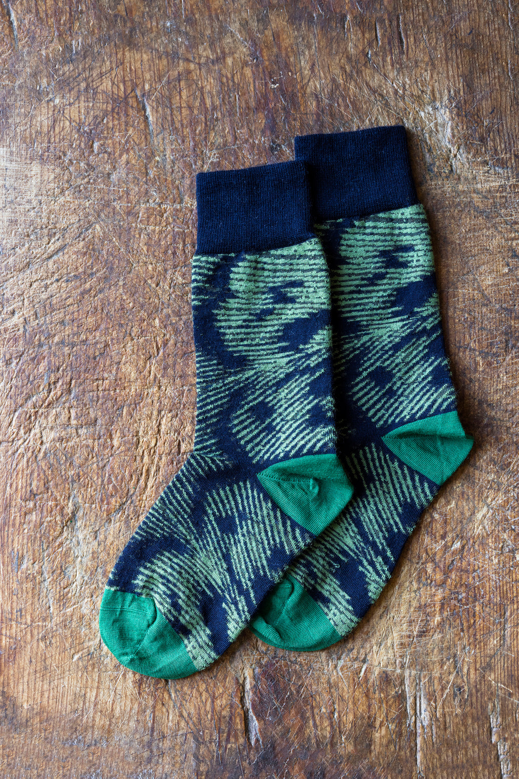 Socks Pavo Pattern Navy Green
