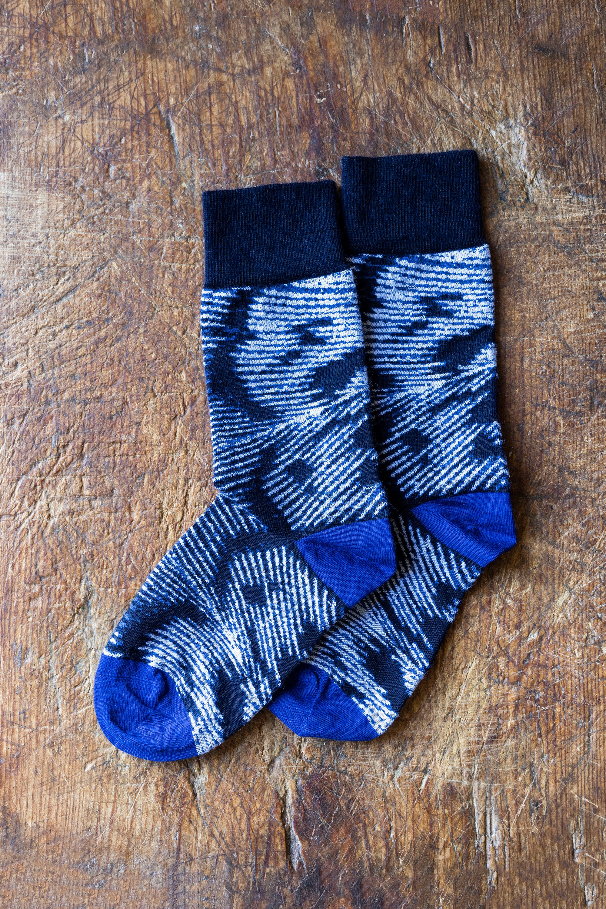 Socks Pavo Pattern Navy Blue