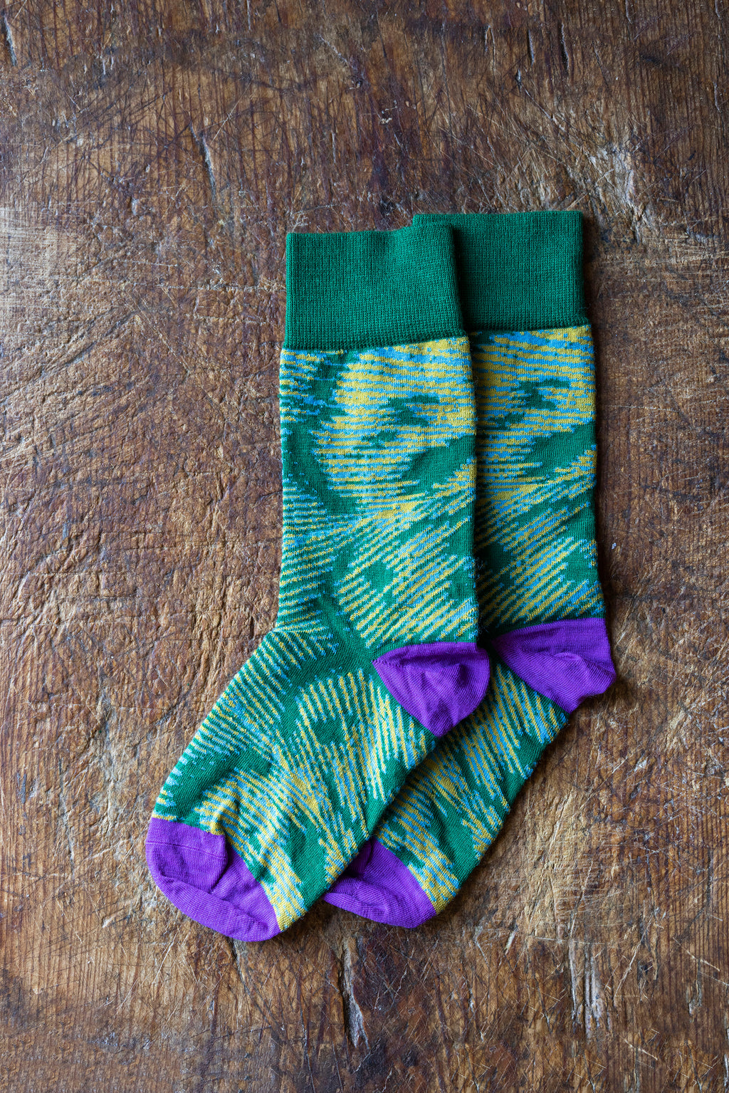 Socks Pavo Pattern Green Purple
