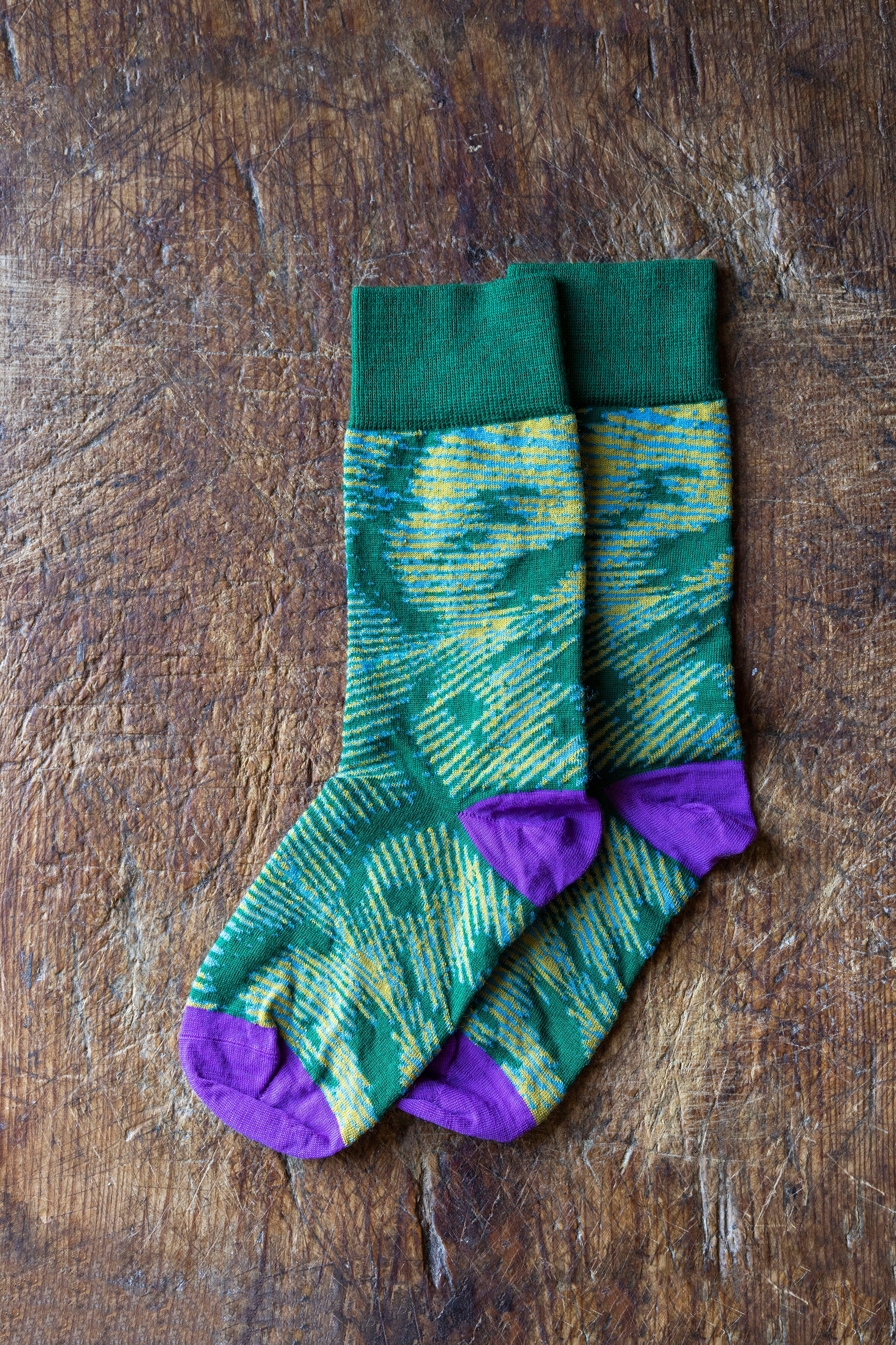Socks Pavo Pattern Green Purple