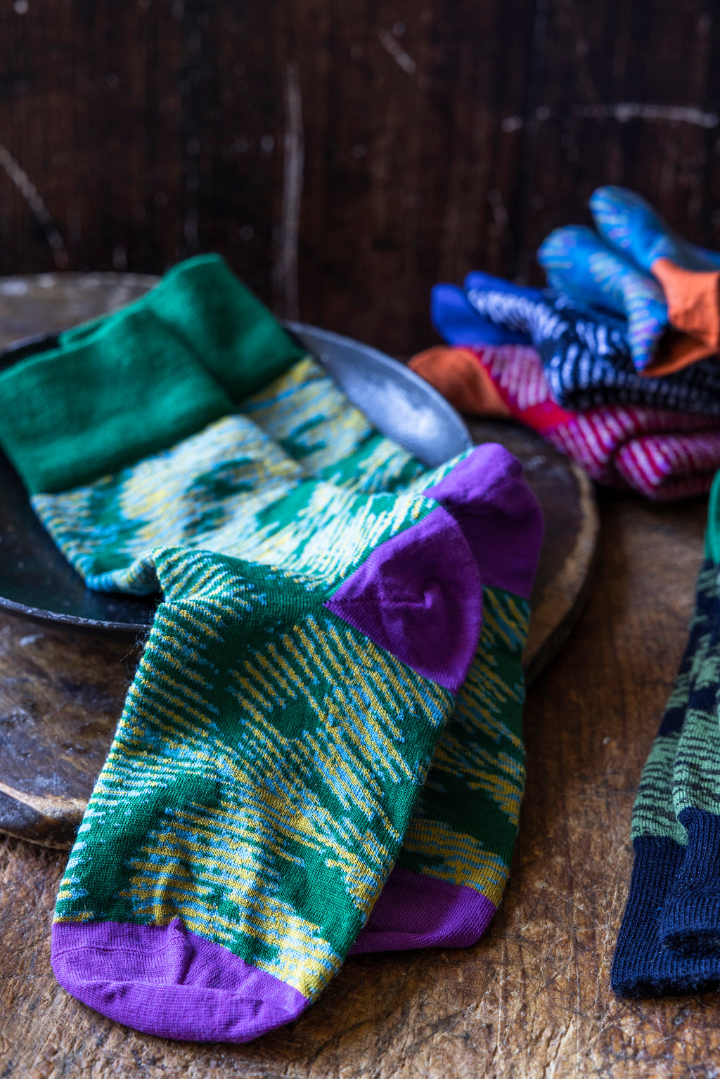 Socks Pavo Pattern Green Purple
