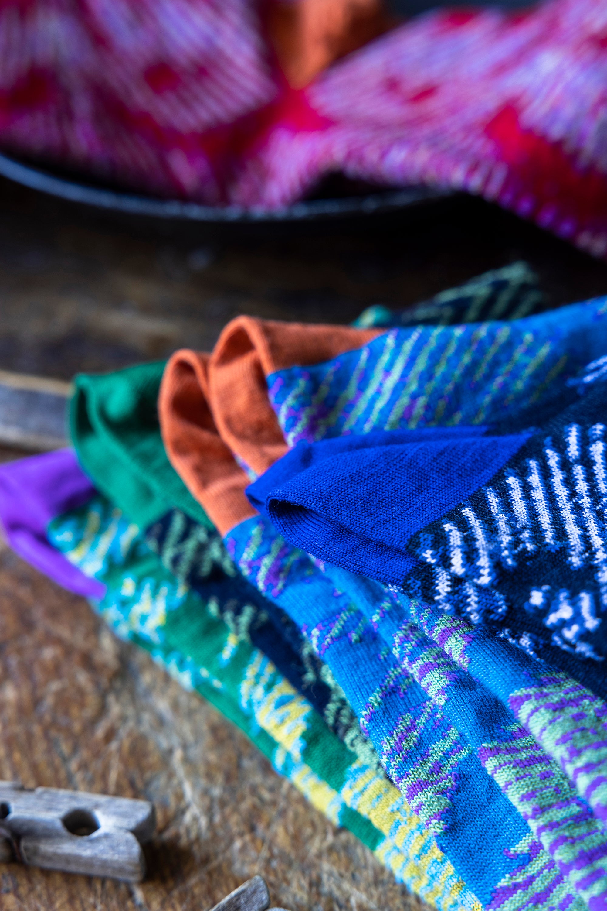 Socks Pavo Pattern Navy Blue