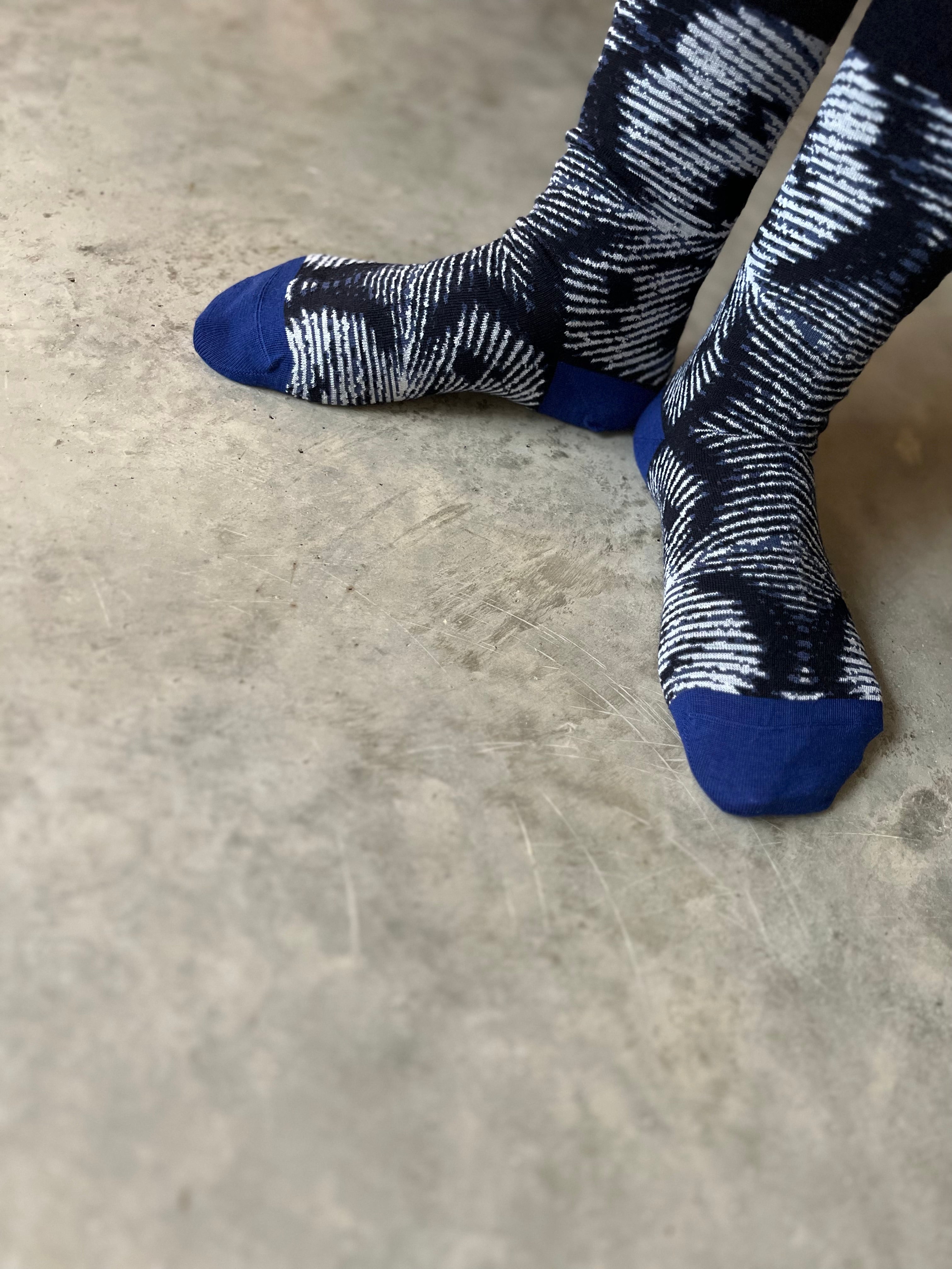 Socks Pavo Pattern Navy Blue