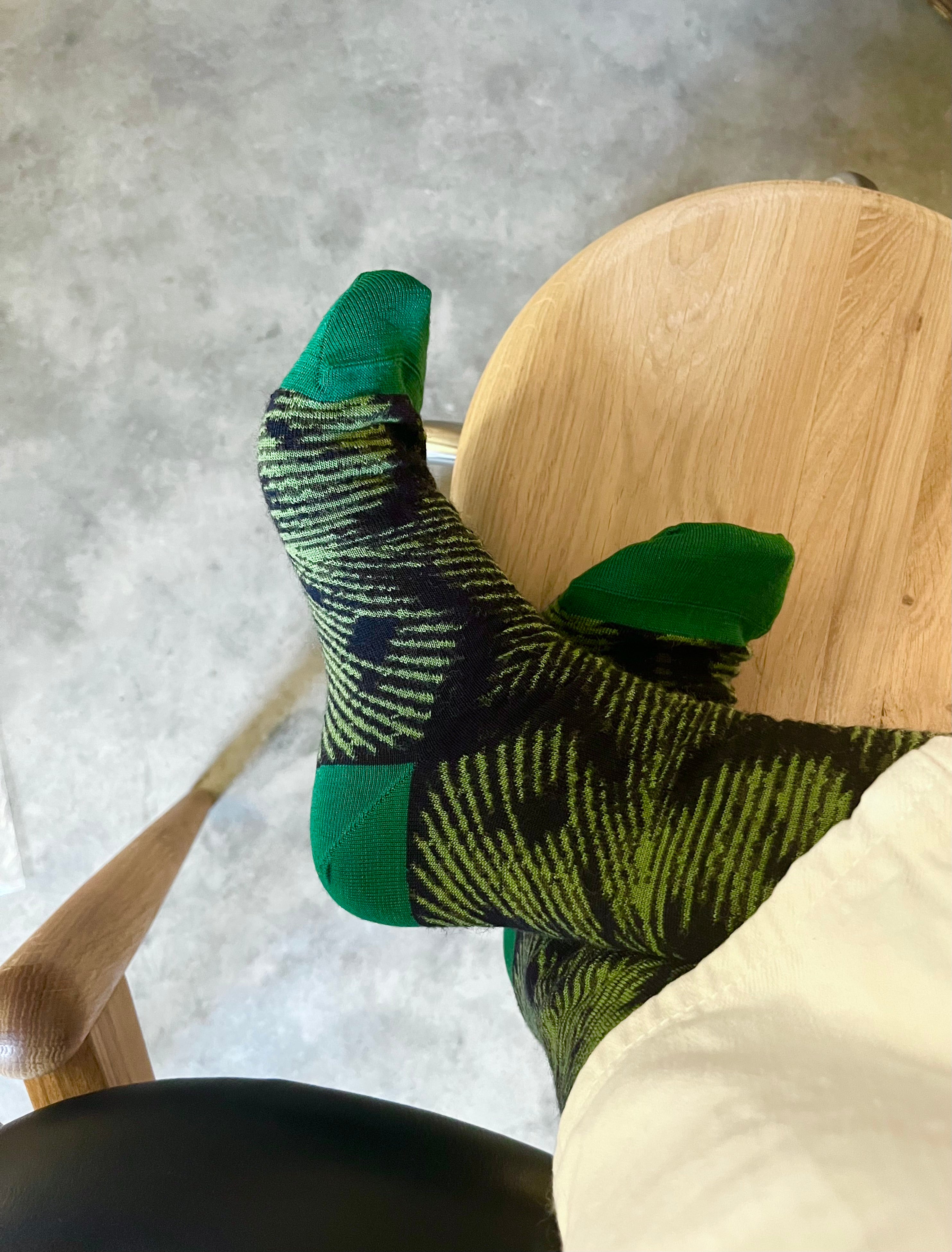 Socks Pavo Pattern Navy Green