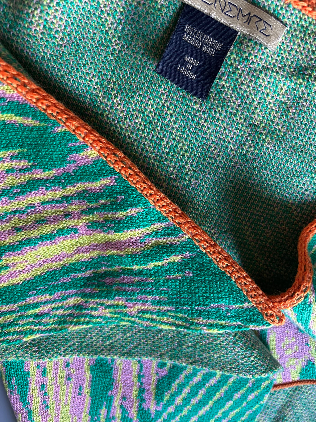 Neckerchief Green Orange Hand Made One-Of-A-Kind