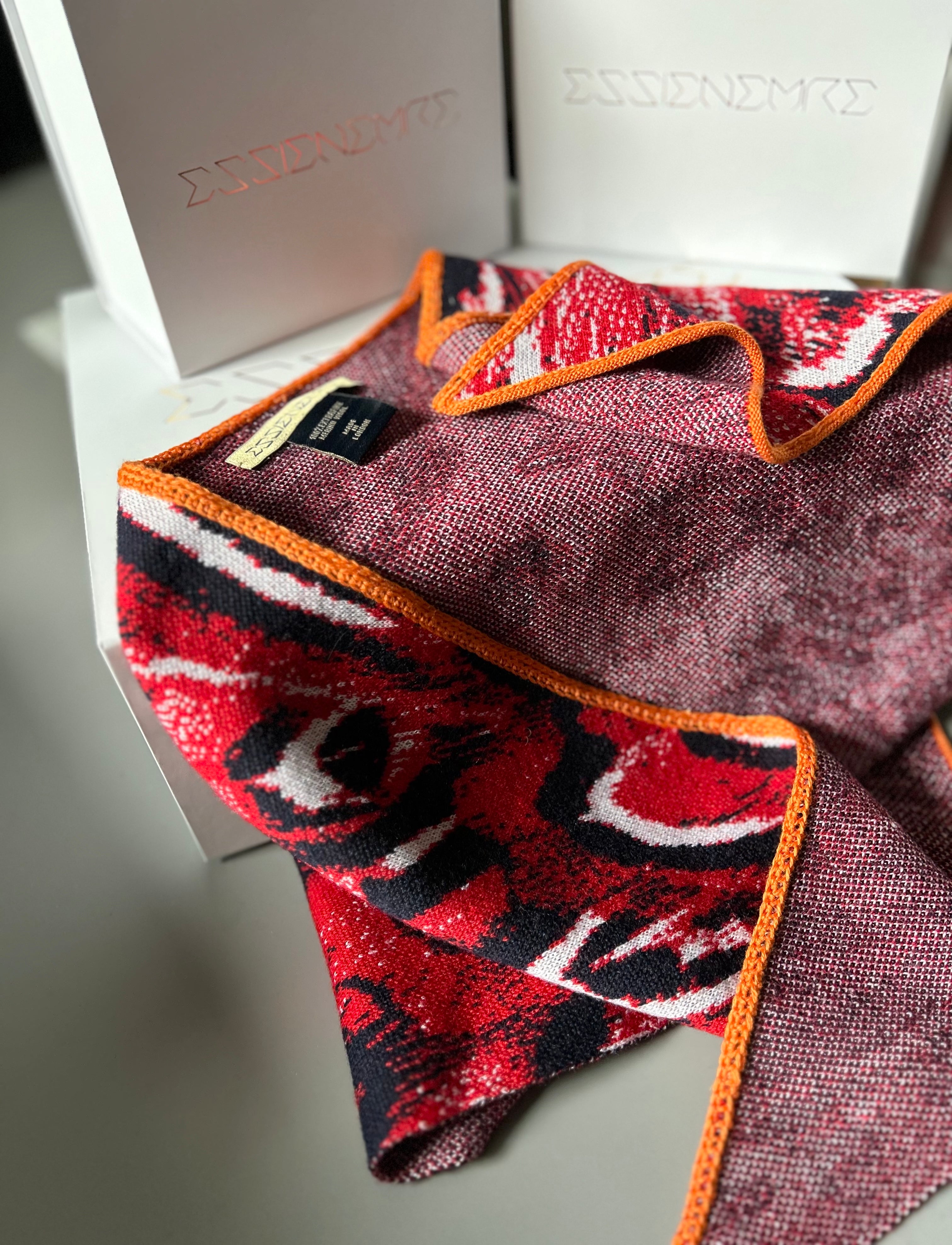 Asymmetric Neckerchief Red Orange Hand Made One-Of-A-Kind