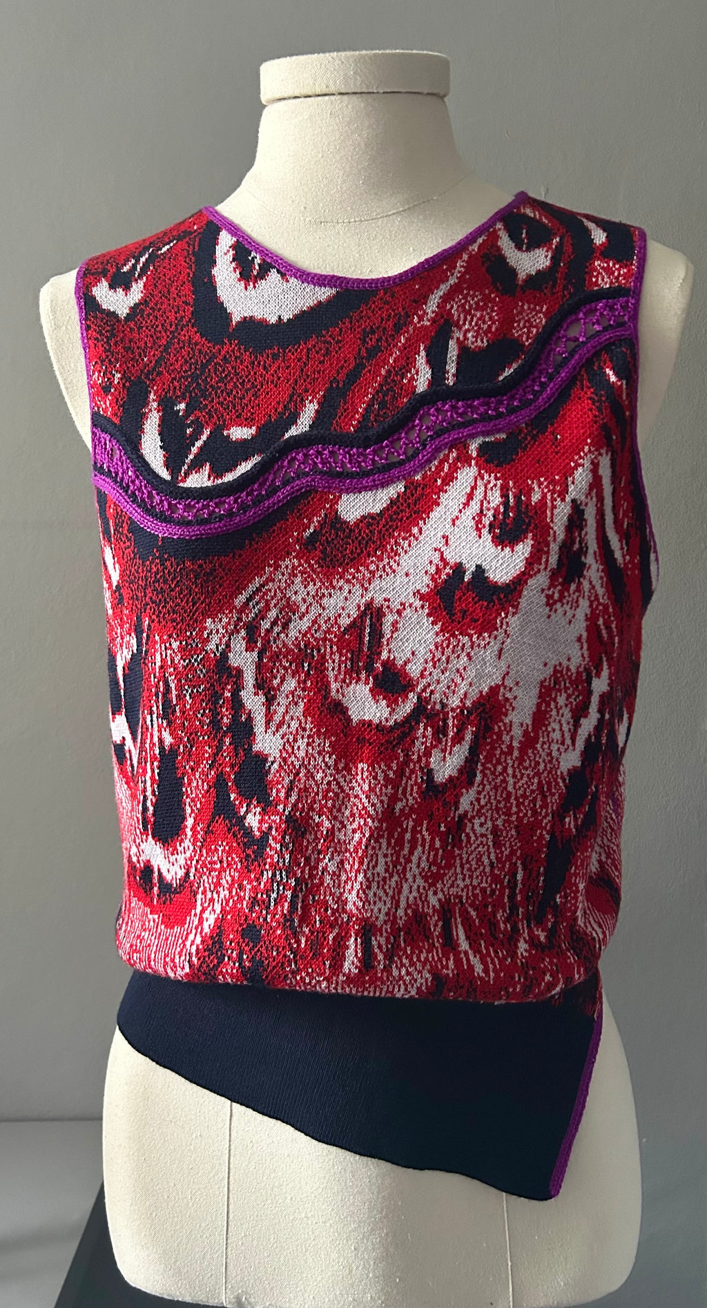 Asymmetric Sleeveless Top Hand Made One-Of-A-Kind