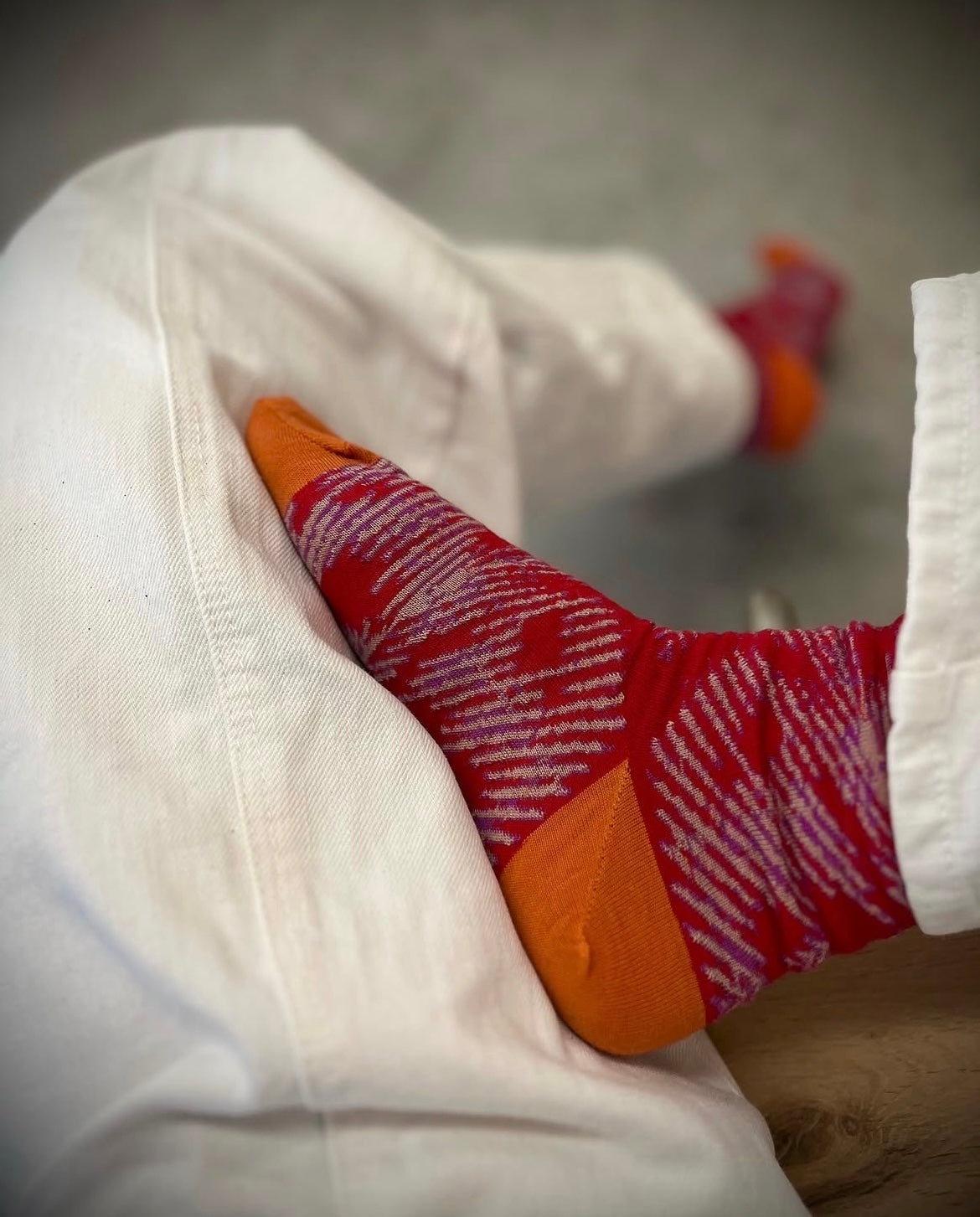 Socks Pavo Pattern Socks Red Orange