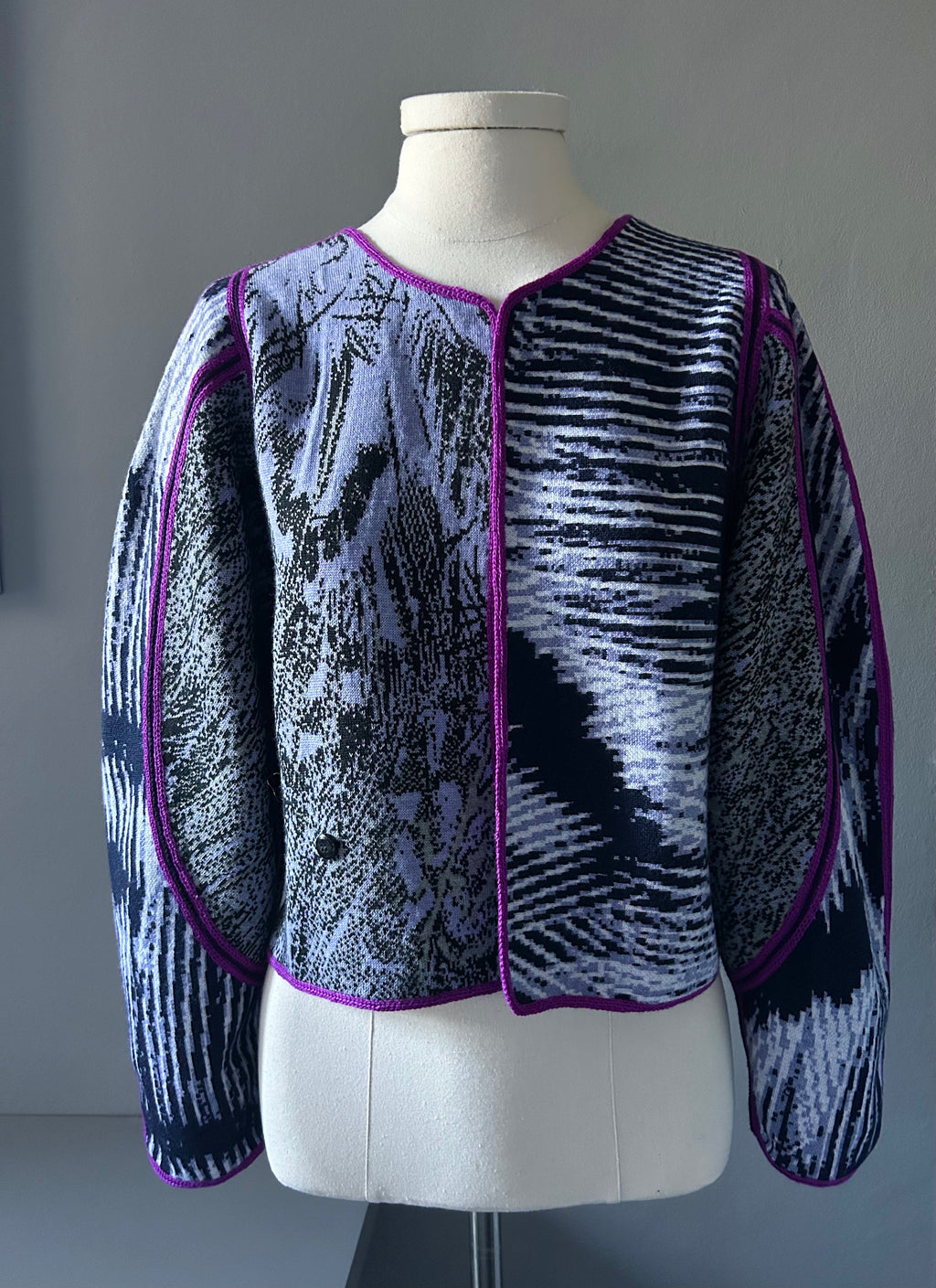 Panel Cardigan Purple Hand Made One-Of-A-Kind