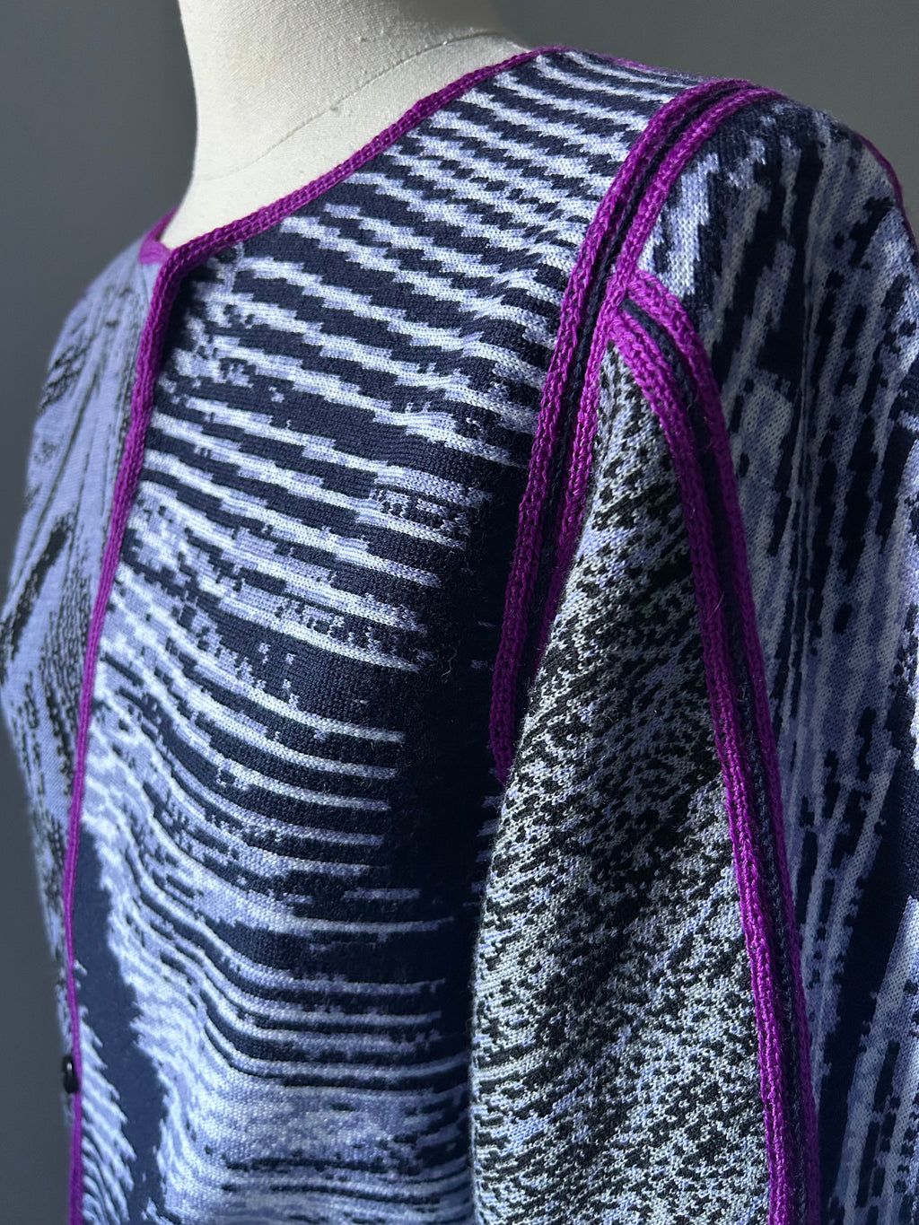 Panel Cardigan Purple Hand Made One-Of-A-Kind