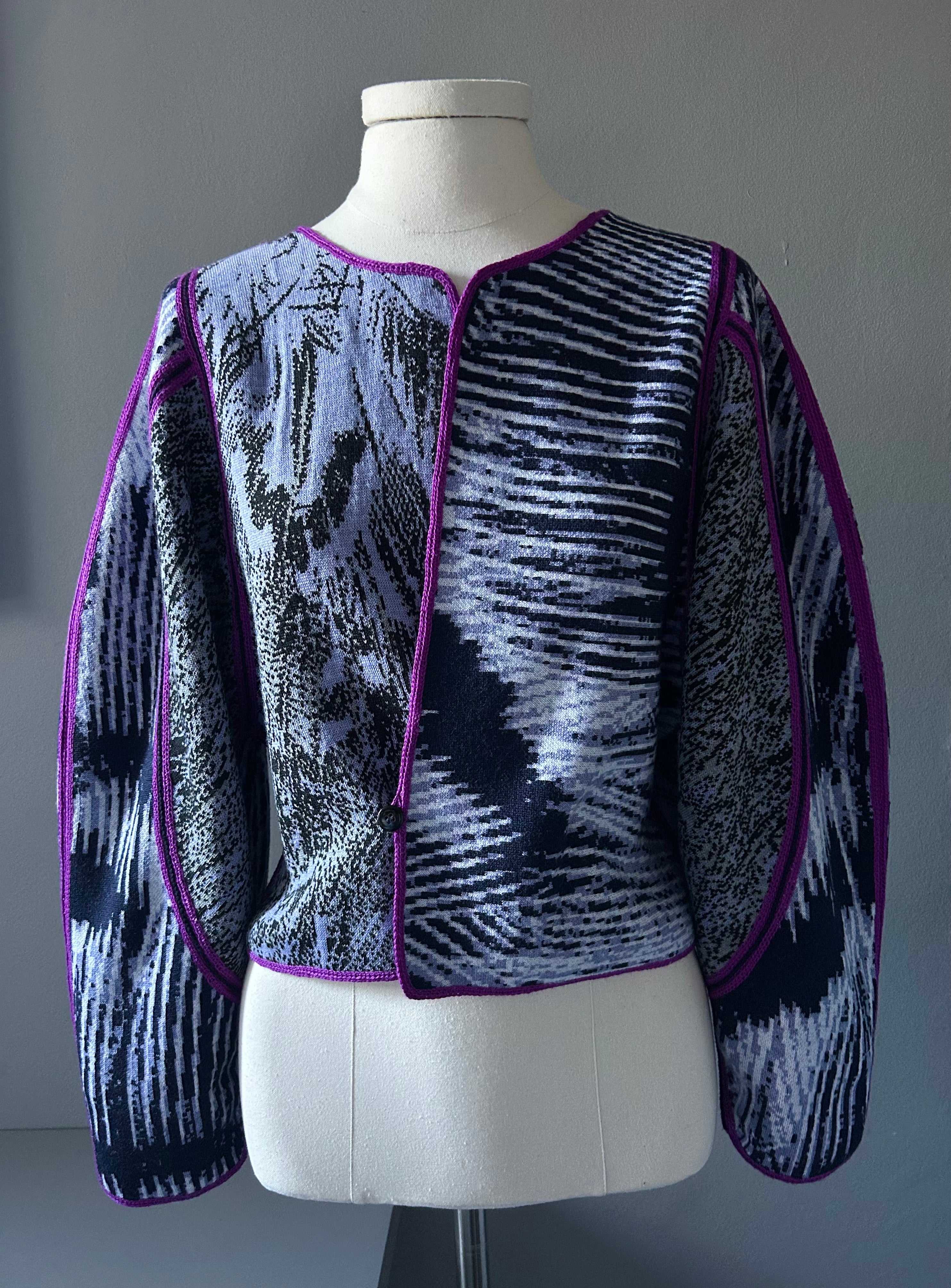 Panel Cardigan Purple Hand Made One-Of-A-Kind