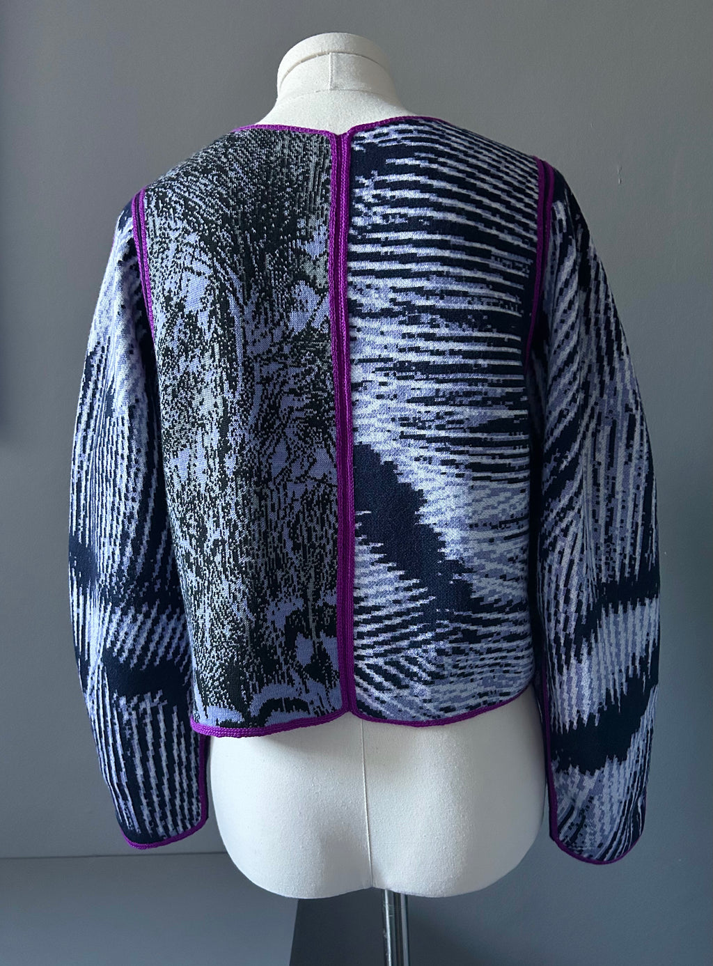 Panel Cardigan Purple Hand Made One-Of-A-Kind