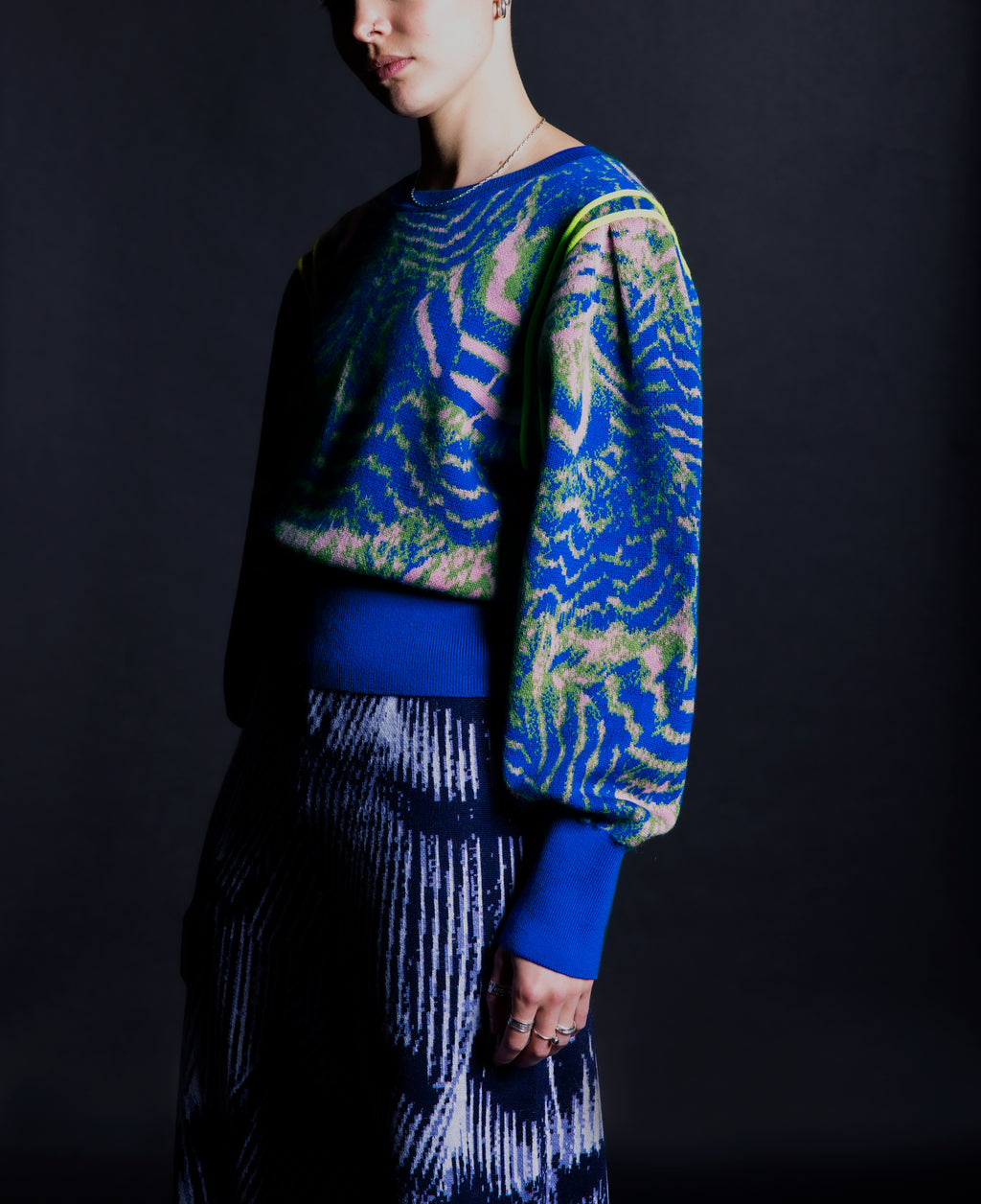 Alis Green Pink Pattern Jumper