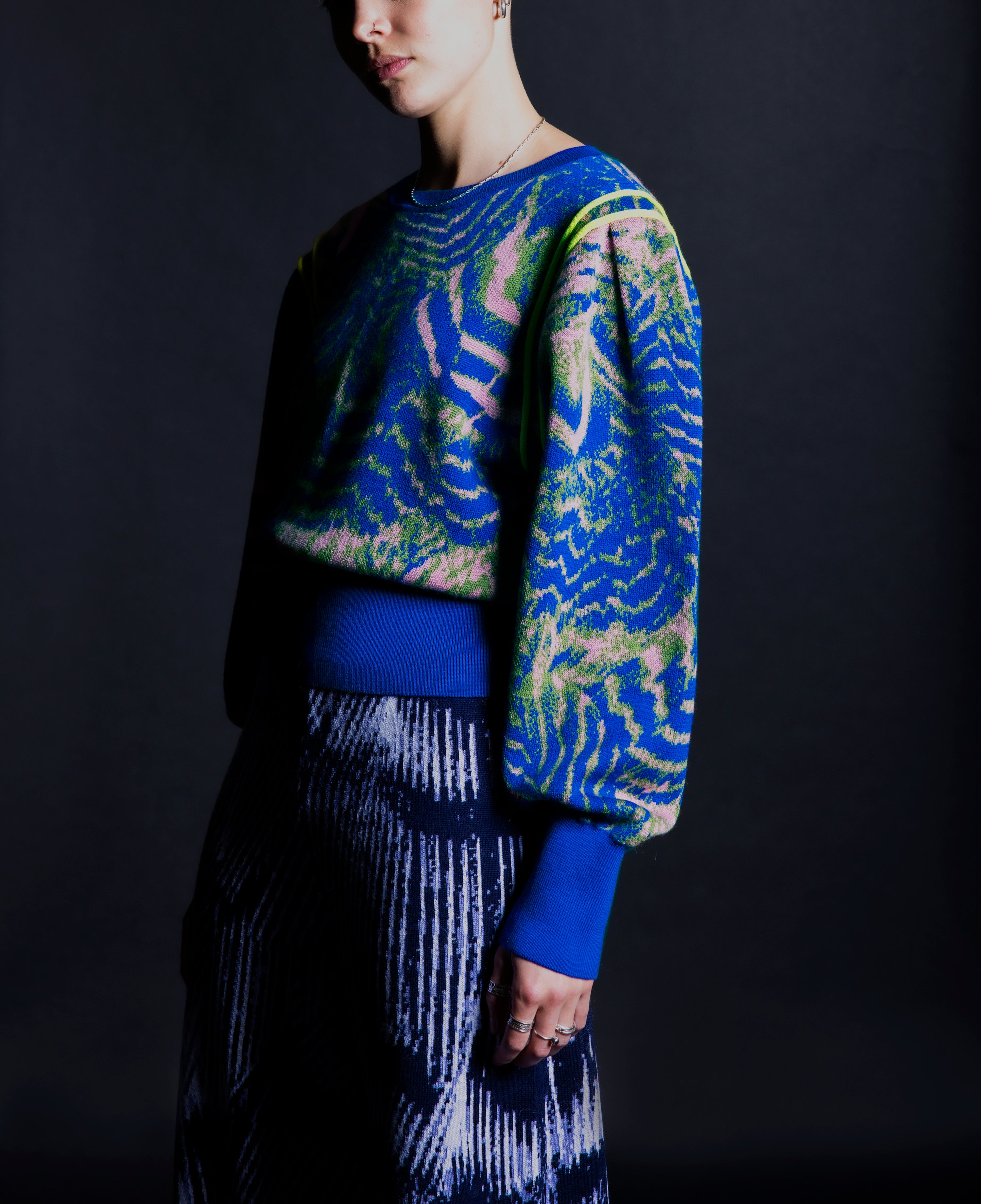 Alis Green Pink Pattern Jumper