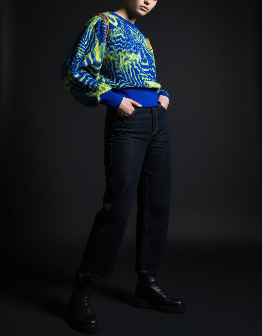 Alis Green Citrus Pattern Jumper
