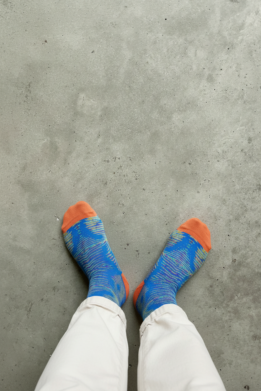 Socks Pavo Pattern Blue Orange
